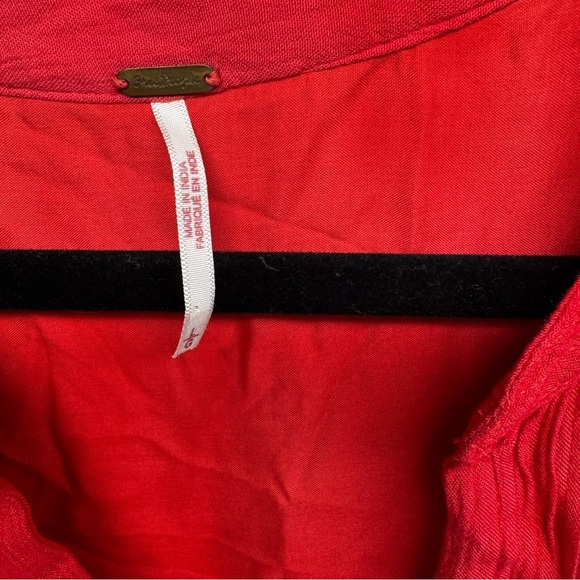 Free people Mia Gauze Embroidered Red mini Dress size L boho - Picture 6 of 11